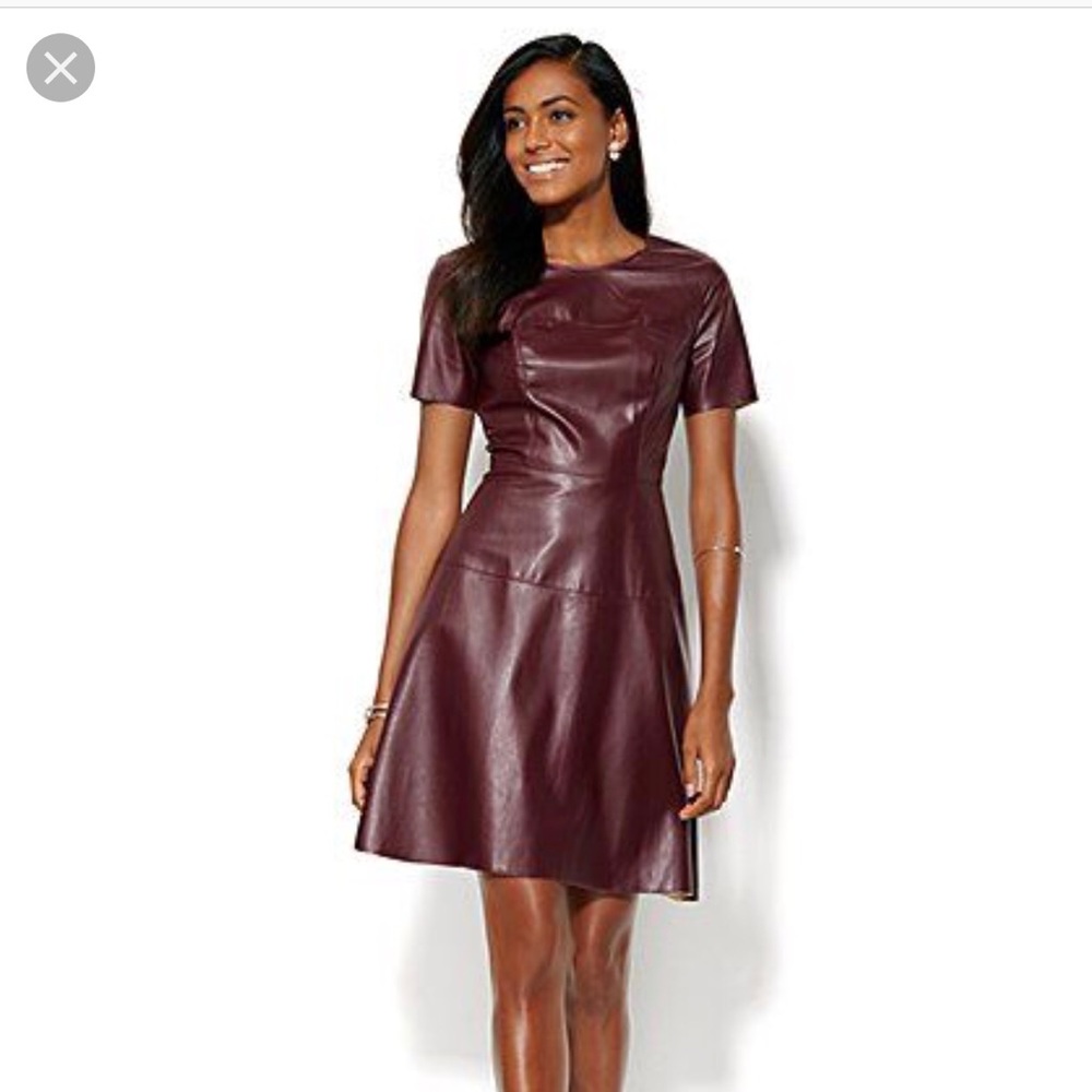 New York & Co Faux leather flare dress